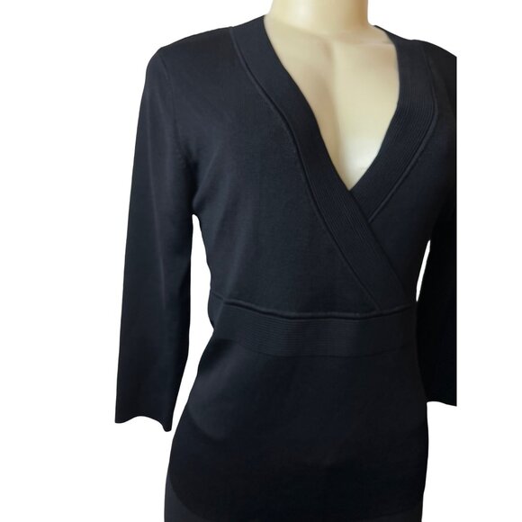 Valerie Steven’s Women's Black V- Neck Long Sleeve Surplice Shirt Sz PL - Picture 4 of 6